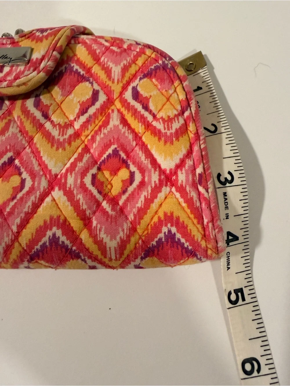 Vera Bradley Pink Yellow Quilted Ikat Clutch